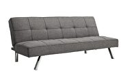 Metal frame and stainless leg futon gray linen sofa bed additional photo 4 of 6