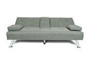 Futon sofa bed sleeper light gray fabric additional photo 5 of 9