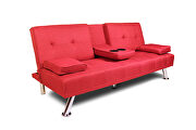 Futon sofa bed sleeper red fabric additional photo 3 of 7