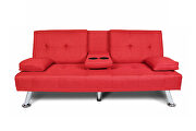 Futon sofa bed sleeper red fabric additional photo 5 of 7