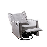 Relax lounge maunal swivel glider recliner light gray velvet by La Spezia additional picture 6