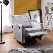 Relax lounge maunal swivel glider recliner light gray velvet by La Spezia additional picture 9