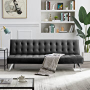 Black pu sofa with metal legs additional photo 2 of 14