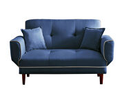 Relax lounge sofa bed sleeper with 2 pillows navy blue fabric by La Spezia additional picture 2