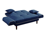 Relax lounge sofa bed sleeper with 2 pillows navy blue fabric by La Spezia additional picture 12