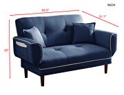 Relax lounge sofa bed sleeper with 2 pillows navy blue fabric by La Spezia additional picture 13