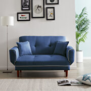 Relax lounge sofa bed sleeper with 2 pillows navy blue fabric by La Spezia additional picture 14