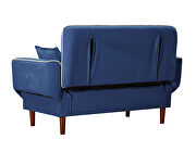 Relax lounge sofa bed sleeper with 2 pillows navy blue fabric by La Spezia additional picture 5
