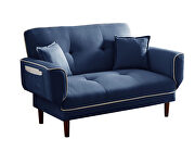 Relax lounge sofa bed sleeper with 2 pillows navy blue fabric by La Spezia additional picture 6