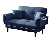 Relax lounge sofa bed sleeper with 2 pillows navy blue fabric by La Spezia additional picture 10