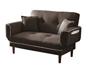 Relax lounge sofa bed sleeper with 2 pillows brown fabric by La Spezia additional picture 3
