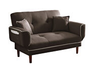 Relax lounge sofa bed sleeper with 2 pillows brown fabric additional photo 4 of 14