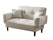 Relax lounge sofa bed sleeper with 2 pillows beige fabric by La Spezia additional picture 11