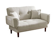 Relax lounge sofa bed sleeper with 2 pillows beige fabric by La Spezia additional picture 3