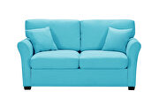 Blue color linen fabric relax lounge loveseat additional photo 3 of 11