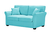 Blue color linen fabric relax lounge loveseat additional photo 4 of 11