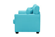 Blue color linen fabric relax lounge loveseat additional photo 5 of 11