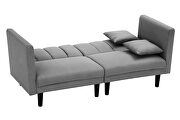 Light gray linen blend fabric futon sofa bed sleeper with 2 pillows by La Spezia additional picture 11