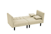 Beige linen blend fabric futon sofa bed sleeper with 2 pillows by La Spezia additional picture 8