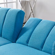 Blue linen blend fabric futon sofa bed sleeper with 2 pillows by La Spezia additional picture 12