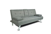 Futon sofa bed sleeper light gray fabric by La Spezia additional picture 4
