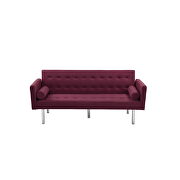 Red velvet fabric square arm sleeper sofa by La Spezia additional picture 2