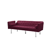 Red velvet fabric square arm sleeper sofa by La Spezia additional picture 6