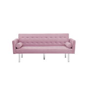Pink velvet fabric square arm sleeper sofa by La Spezia additional picture 13