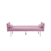 Pink velvet fabric square arm sleeper sofa by La Spezia additional picture 4