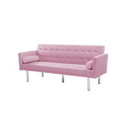 Pink velvet fabric square arm sleeper sofa by La Spezia additional picture 7