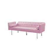 Pink velvet fabric square arm sleeper sofa by La Spezia additional picture 9