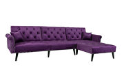 Convertible sofa bed sleeper purple velvet additional photo 2 of 16