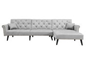 Convertible sofa bed sleeper light gray velvet additional photo 2 of 12