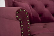 Convertible sofa bed sleeper wine red velvet additional photo 3 of 9