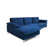 Sectional sofa navy blue velvet left hand facing additional photo 3 of 6