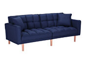 Futon sleeper sofa with 2 pillows navy blue fabric by La Spezia additional picture 11