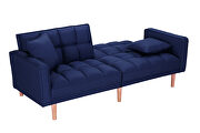 Futon sleeper sofa with 2 pillows navy blue fabric by La Spezia additional picture 12