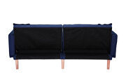 Futon sleeper sofa with 2 pillows navy blue fabric additional photo 5 of 11