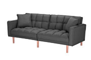 Futon sleeper sofa with 2 pillows dark gray fabric additional photo 5 of 12