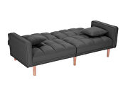 Futon sleeper sofa with 2 pillows dark gray fabric by La Spezia additional picture 7