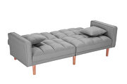 Futon sleeper sofa with 2 pillows light gray fabric by La Spezia additional picture 11
