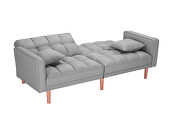 Futon sleeper sofa with 2 pillows light gray fabric additional photo 5 of 11