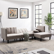 Light gray velvet reversible sectional sofa sleeper with 2 pillows by La Spezia additional picture 2