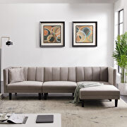 Light gray velvet reversible sectional sofa sleeper with 2 pillows by La Spezia additional picture 3