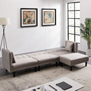 Light gray velvet reversible sectional sofa sleeper with 2 pillows by La Spezia additional picture 4