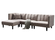 Light gray velvet reversible sectional sofa sleeper with 2 pillows by La Spezia additional picture 5