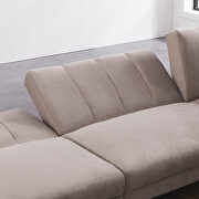 Light gray velvet reversible sectional sofa sleeper with 2 pillows by La Spezia additional picture 6