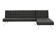 Reversible sectional sofa sleeper black pu with metal legs additional photo 2 of 15