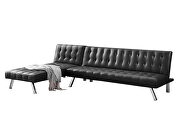 Reversible sectional sofa sleeper black pu with metal legs by La Spezia additional picture 13