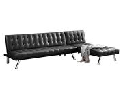 Reversible sectional sofa sleeper black pu with metal legs by La Spezia additional picture 14